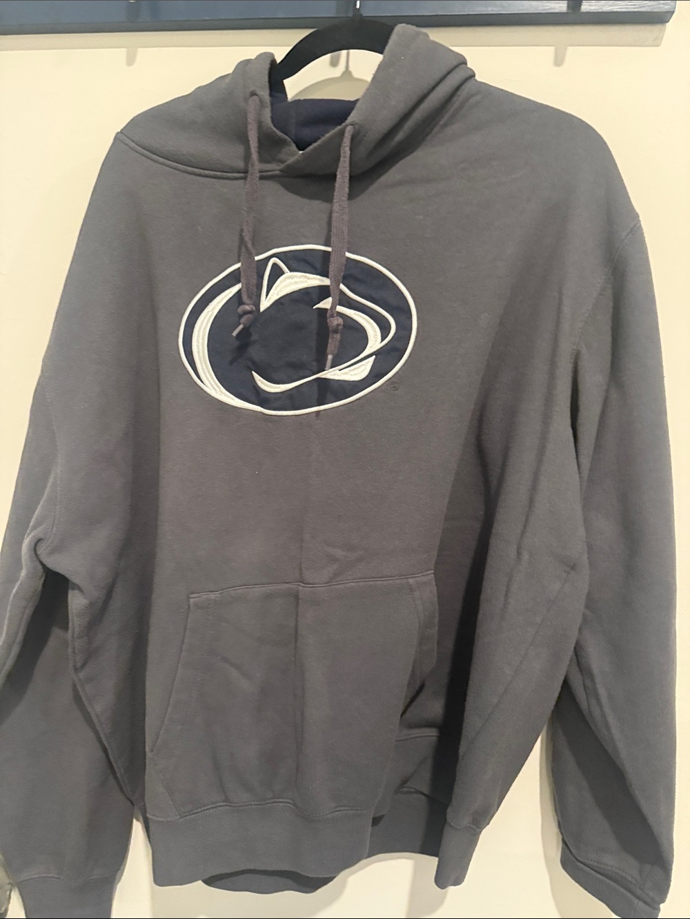 Stadium Athletics Gray Pullover Hoodie with Navy Logo - Picture 1 of 5